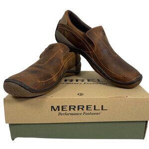 Merrell Mens Cedar Tan J43985 Leather Casual Slip On Shoes Closed Toe, Size 12